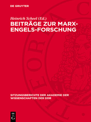 cover image of Beiträge zur Marx-Engels-Forschung